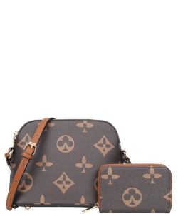2in1 Printed Chic Crossbody Bag With Wallet Set DH-8232A BROWN